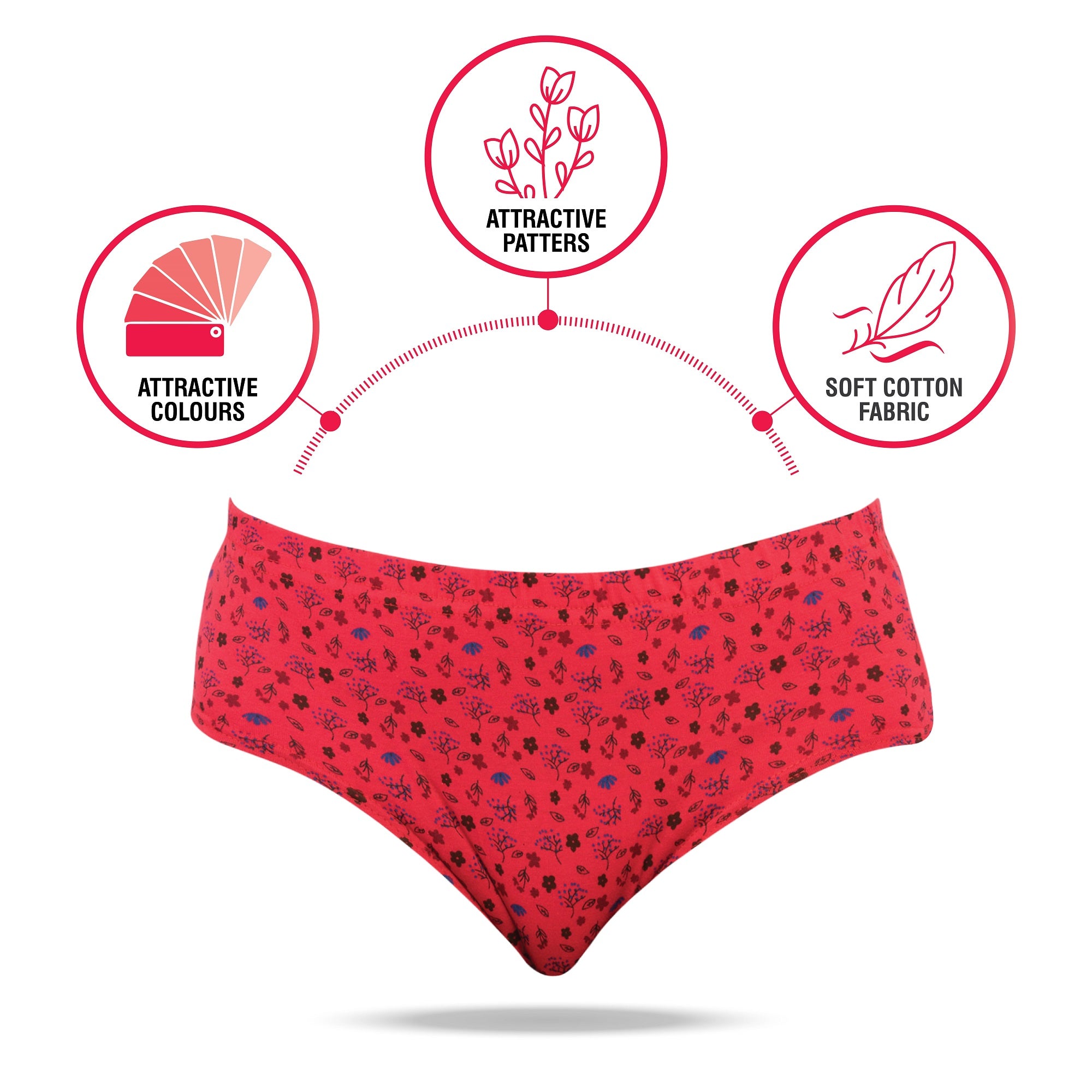 Passion IE Soft Cotton Full Coverage Panty for Women - Assorted Colours AS01