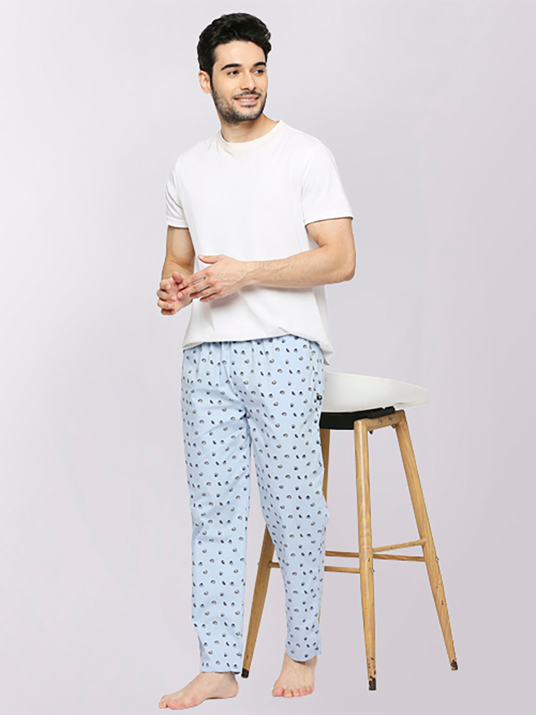 Relax Wear Seashell Sky Blue Printed Pyjama