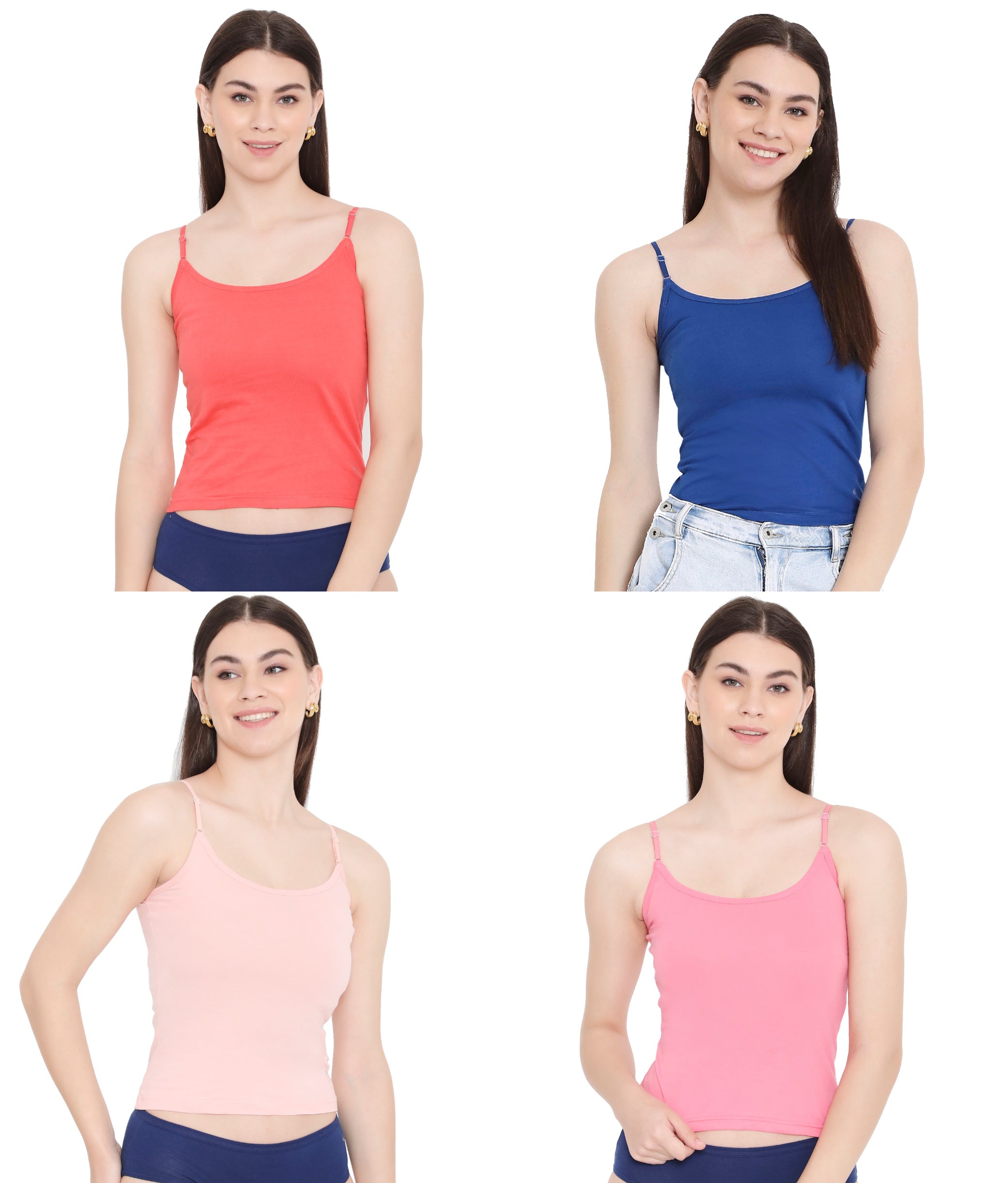 Women 100% Soft Cotton Camisole with Adjustable Straps - Assorted Colors