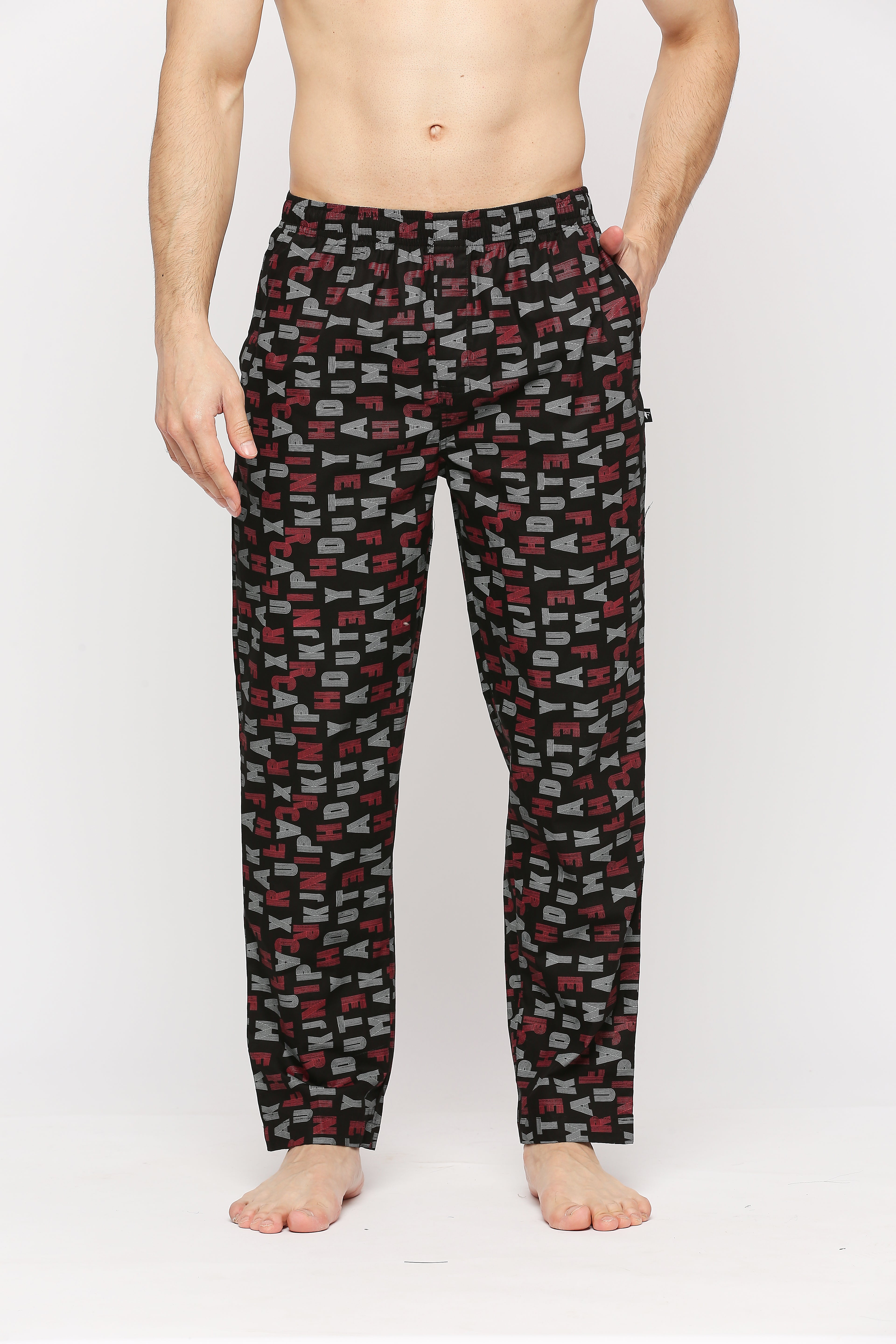 Relax Wear Alphabetical Black Printed Pyjama