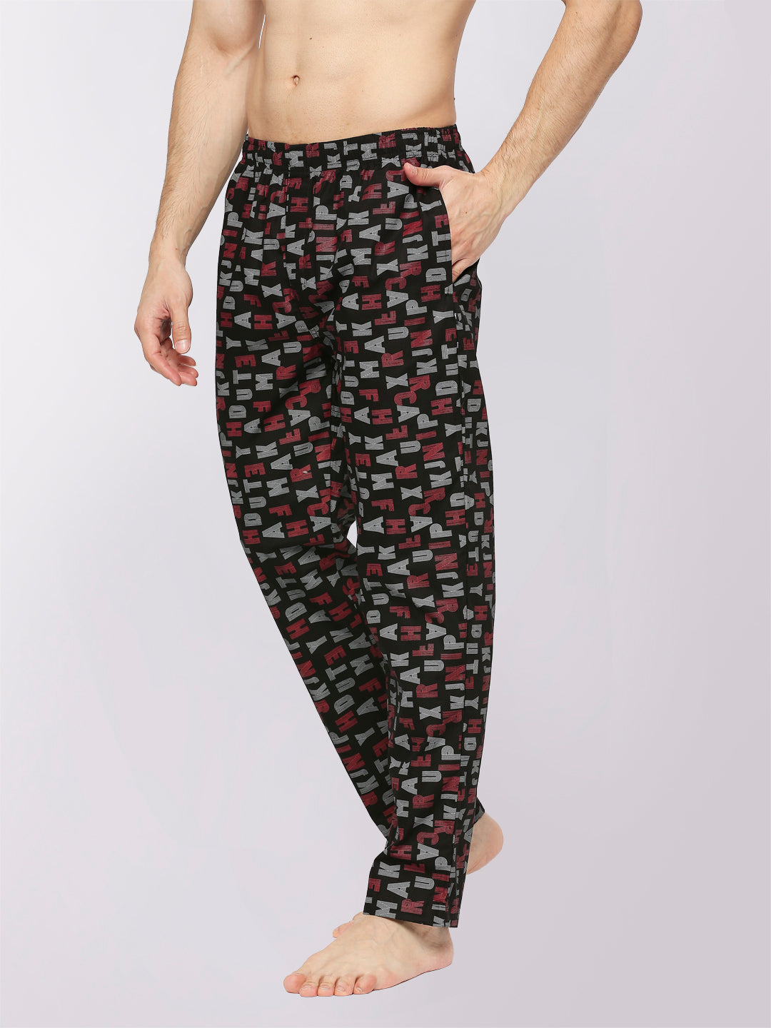 Relax Wear Alphabetical Black Printed Pyjama