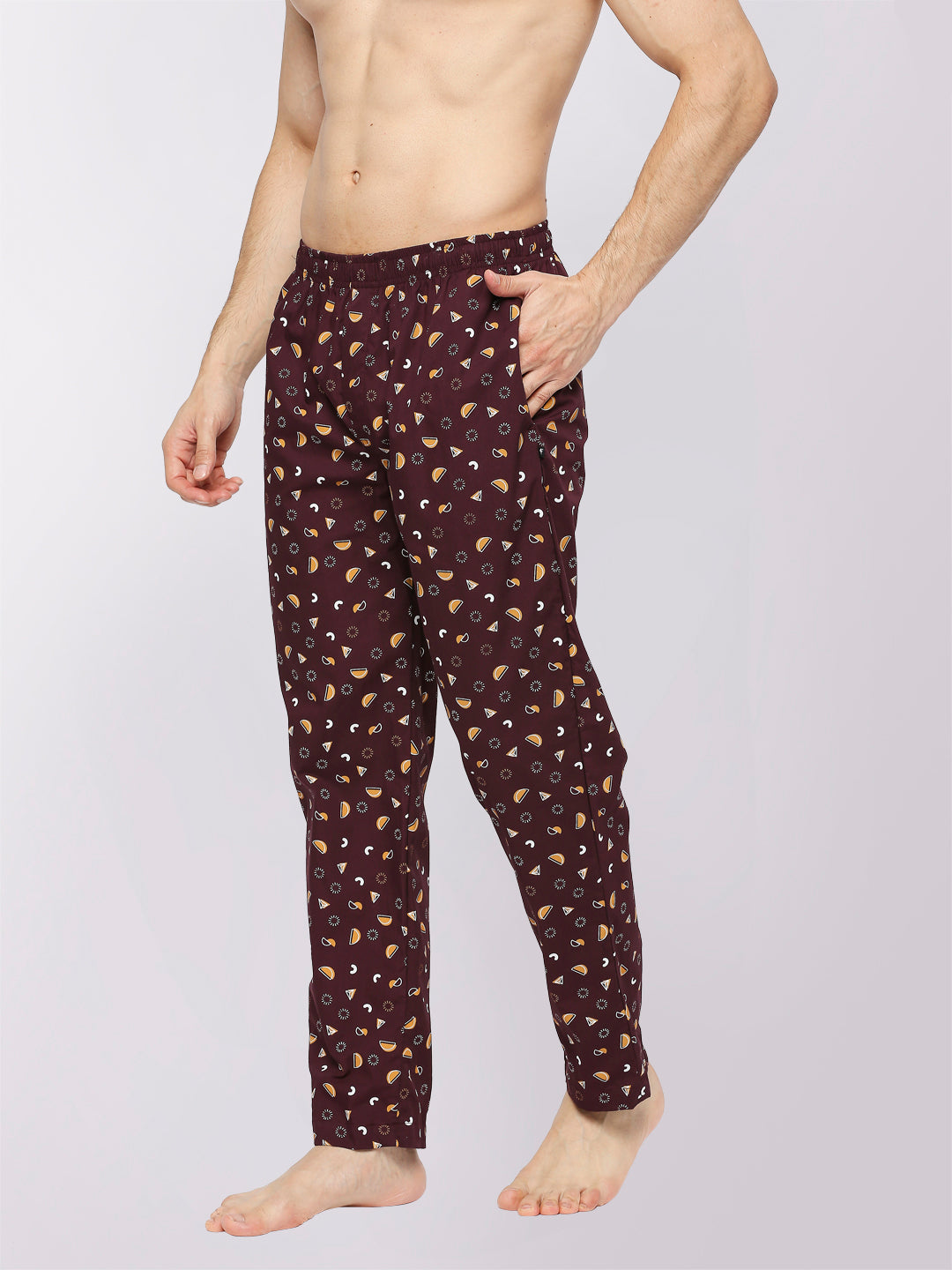 Relax Wear Geometric Brown Printed Pyjama