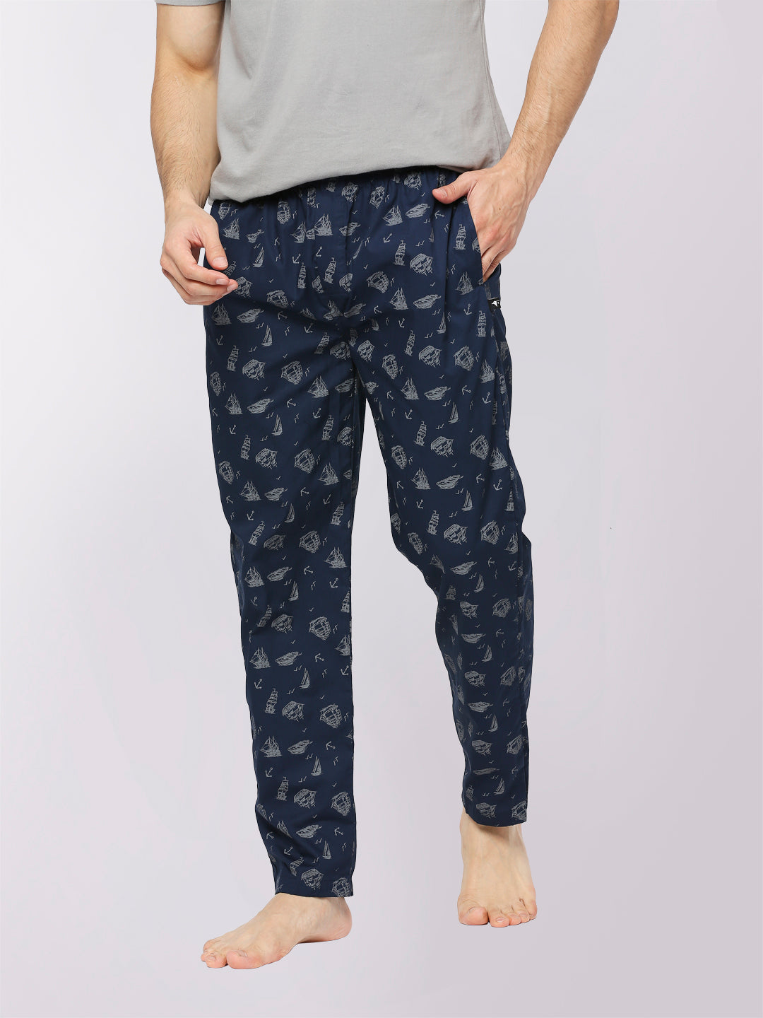 Relax Wear Oceanship Navy Blue Printed Pyjama