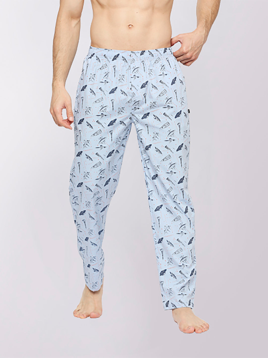 Relax Wear Spaceship Sky Blue Printed Pyjama