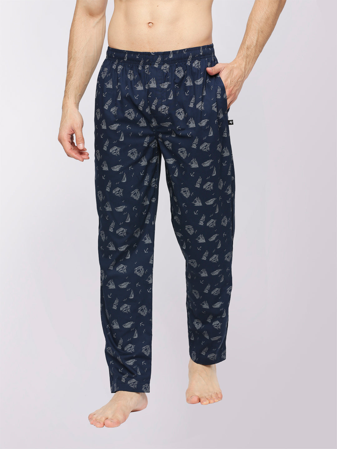 Relax Wear Oceanship Navy Blue Printed Pyjama