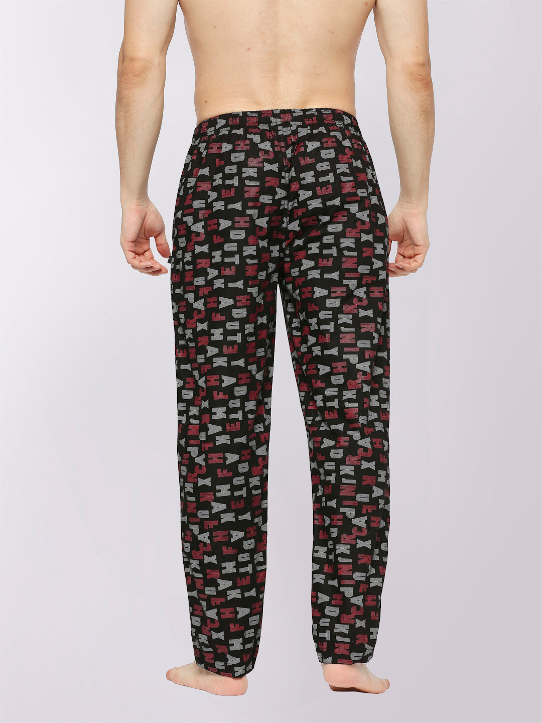Relax Wear Alphabetical Black Printed Pyjama