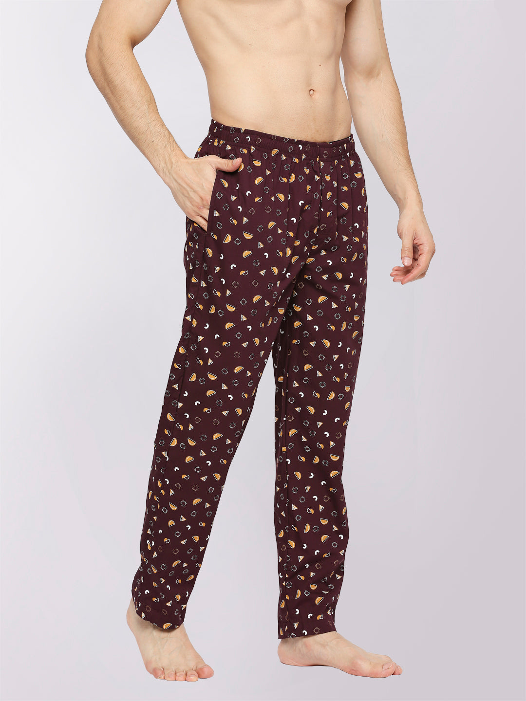 Relax Wear Geometric Brown Printed Pyjama