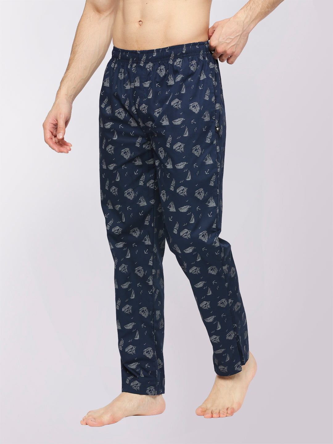 Relax Wear Oceanship Navy Blue Printed Pyjama