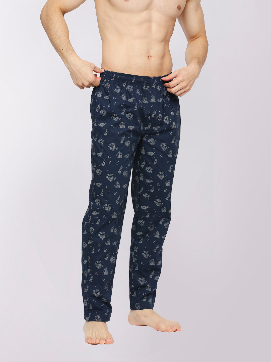 Relax Wear Oceanship Navy Blue Printed Pyjama