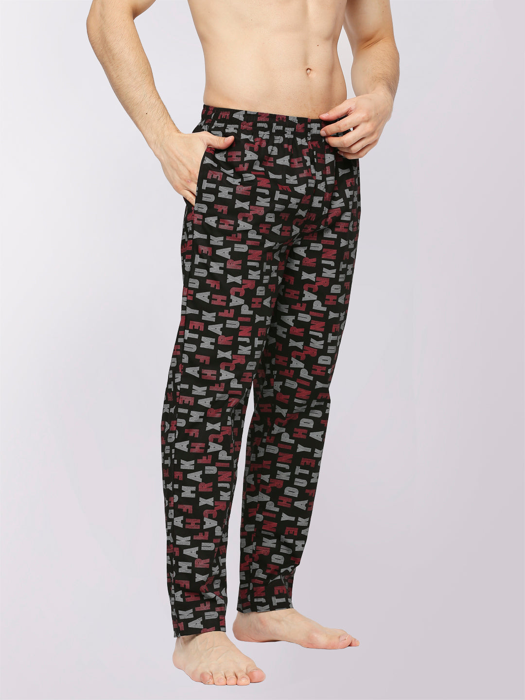 Relax Wear Alphabetical Black Printed Pyjama