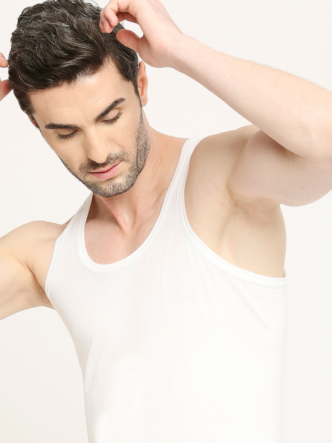 Cool Finish Men's Round Neck Cotton Vest White