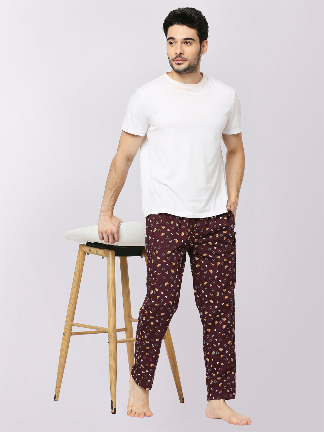 Relax Wear Geometric Brown Printed Pyjama