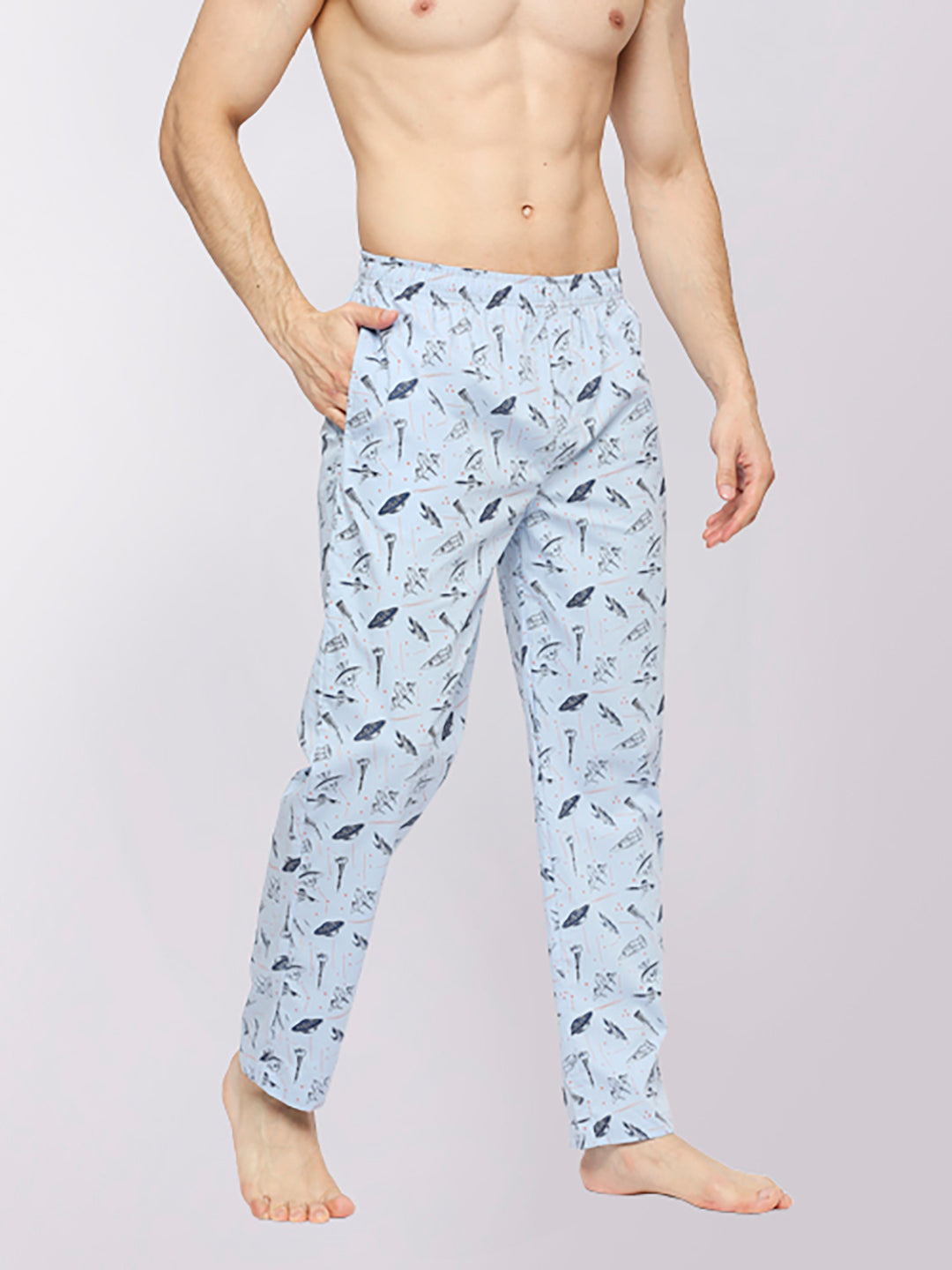 Relax Wear Spaceship Sky Blue Printed Pyjama