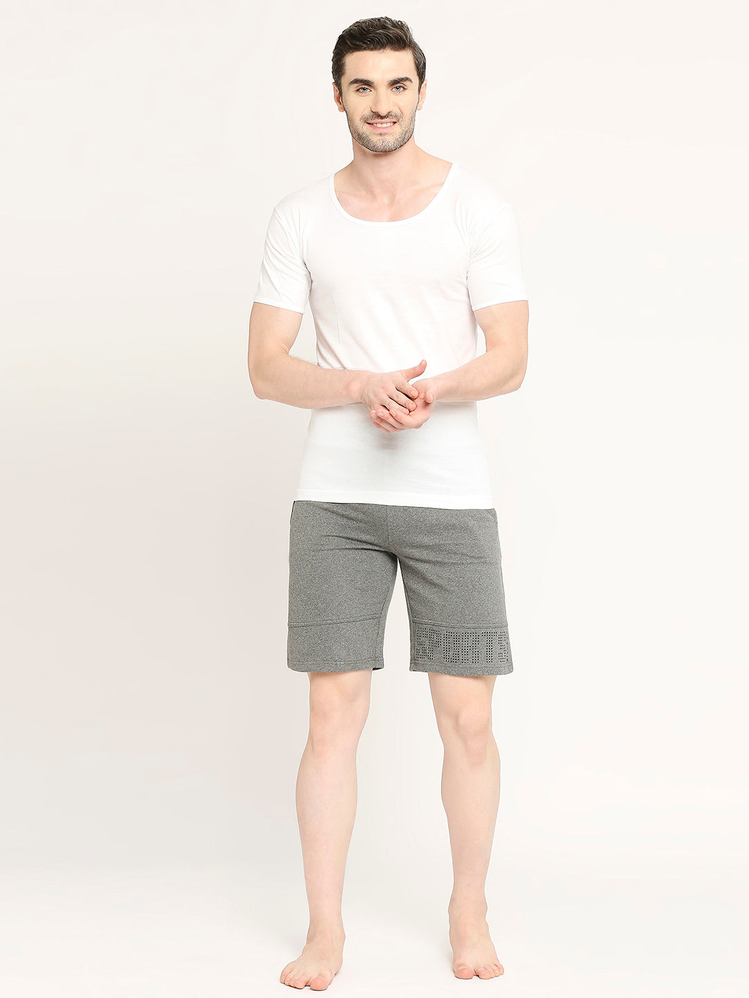 Cool Finish Men's Round Neck Cotton Vest White