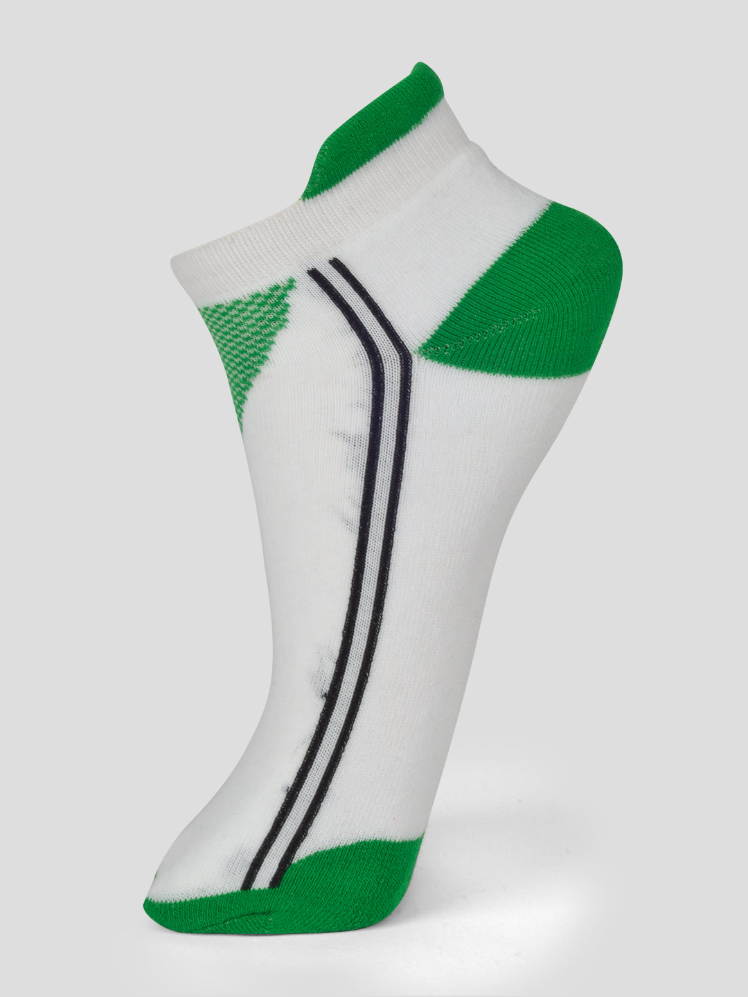 PACK OF 4 COLOR BLOCKING DESIGN-10 LOW ANKLE CUT WHITE COTTON SOCKS