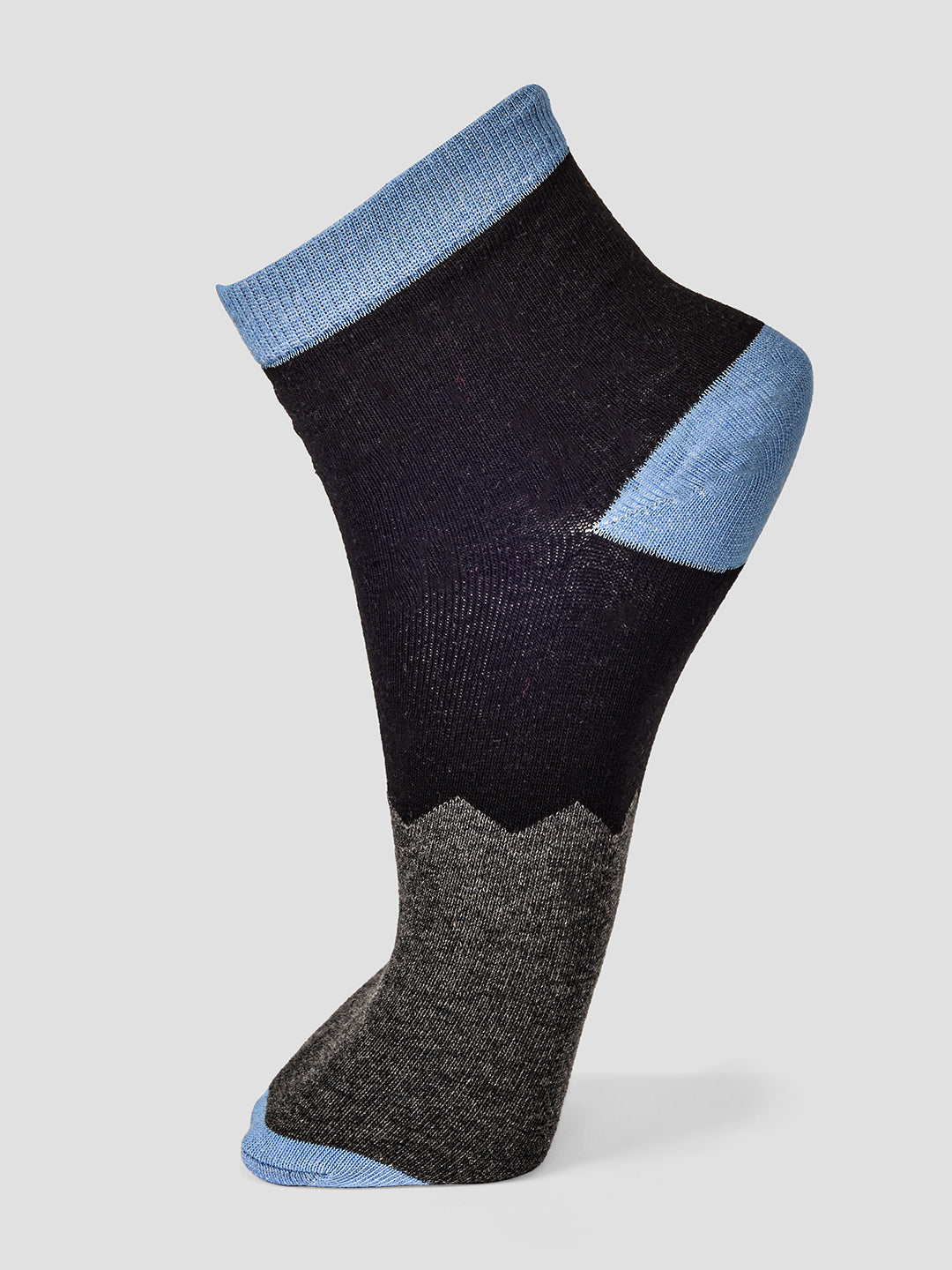 PACK OF 5 SOLID COLOR BLOCKING DESIGN ANKLE LENGTH CUT ASSORTED COTTON SOCKS 08