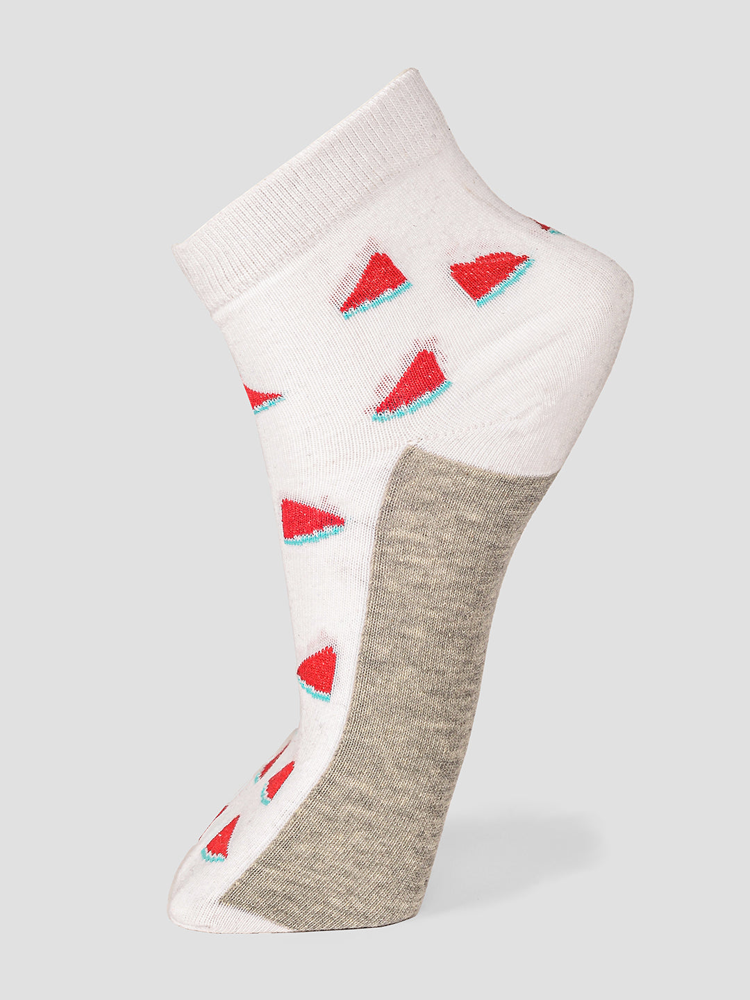 PACK OF 5 AOP+COLOR BLOCKING DESIGN ANKLE LENGTH CUT ASSORTED COTTON SOCKS 10