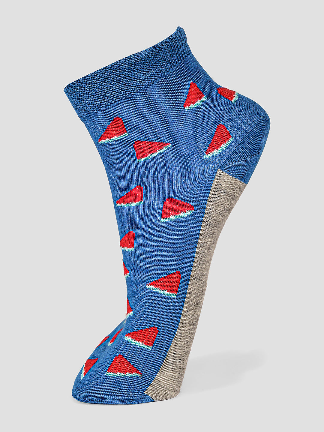 PACK OF 5 AOP+COLOR BLOCKING DESIGN ANKLE LENGTH CUT ASSORTED COTTON SOCKS 10