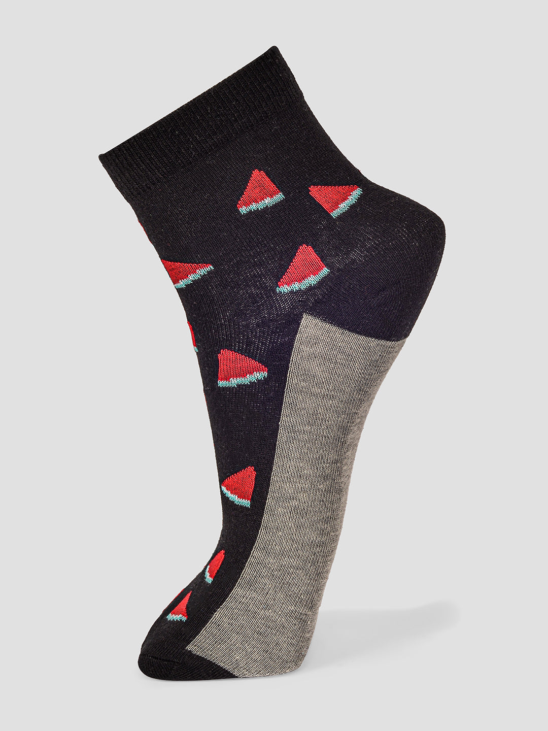 PACK OF 5 AOP+COLOR BLOCKING DESIGN ANKLE LENGTH CUT ASSORTED COTTON SOCKS 10