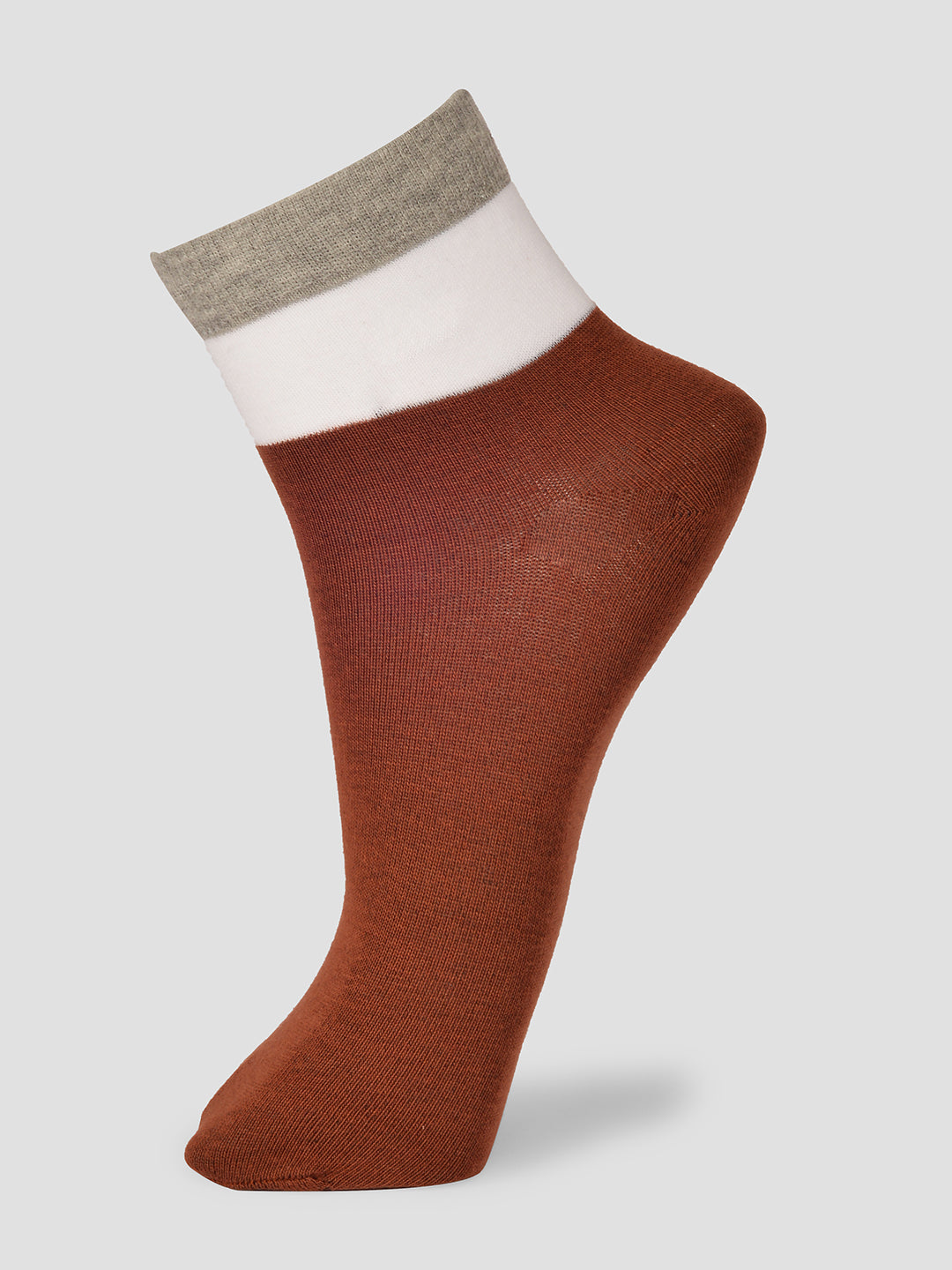 PACK OF 5 SOLID COLOR BLOCKING DESIGN ANKLE LENGTH CUT ASSORTED COTTON SOCKS 09