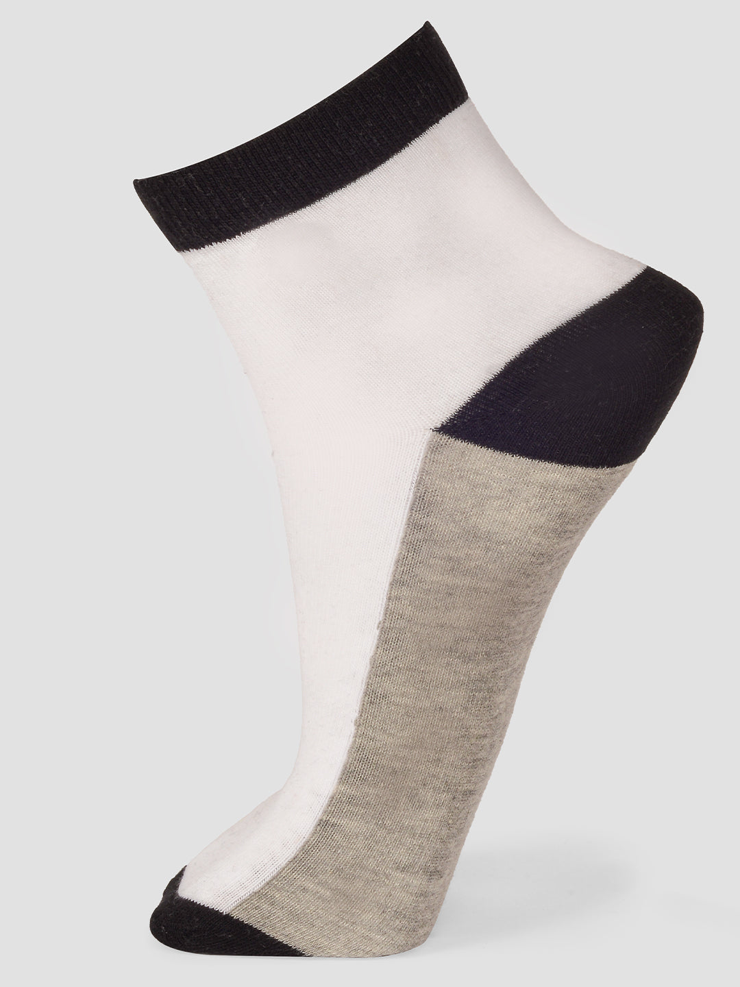 PACK OF 5 SOLID COLOR BLOCKING DESIGN ANKLE LENGTH CUT ASSORTED COTTON SOCKS 11