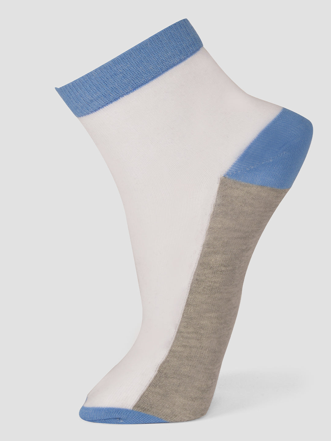 PACK OF 5 SOLID COLOR BLOCKING DESIGN ANKLE LENGTH CUT ASSORTED COTTON SOCKS 11