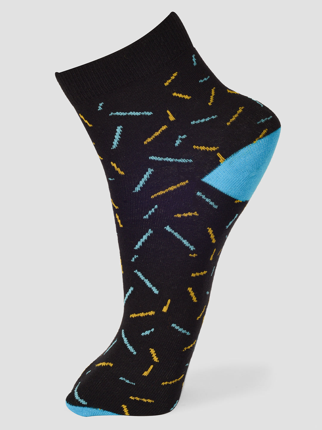 PACK OF 5 GEOMETRIC ALL OVER DESIGN ANKLE LENGTH CUT ASSORTED COTTON SOCKS 01