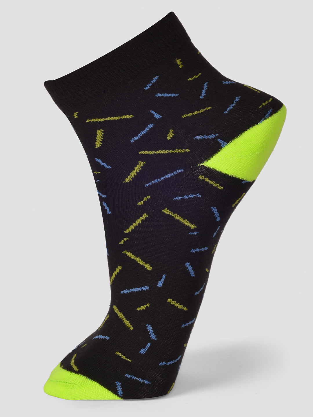 PACK OF 5 GEOMETRIC ALL OVER DESIGN ANKLE LENGTH CUT ASSORTED COTTON SOCKS 01