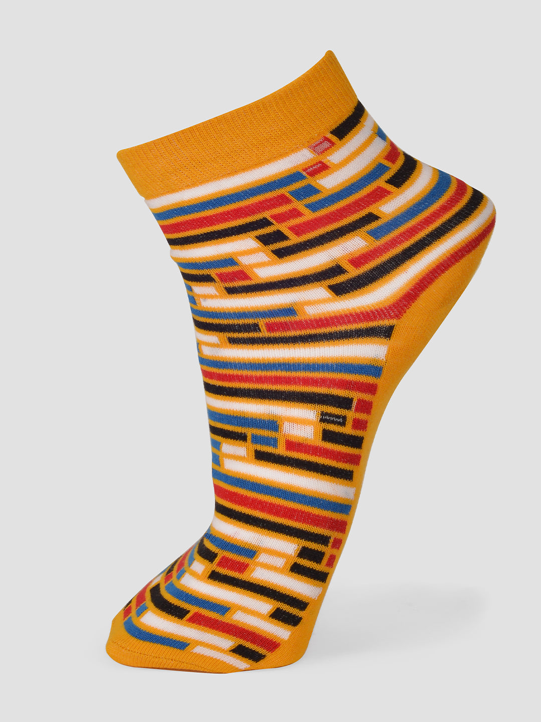 PACK OF 5 STRIPERS ON HALF DESIGN ANKLE LENGTH CUT ASSORTED COTTON SOCKS 07