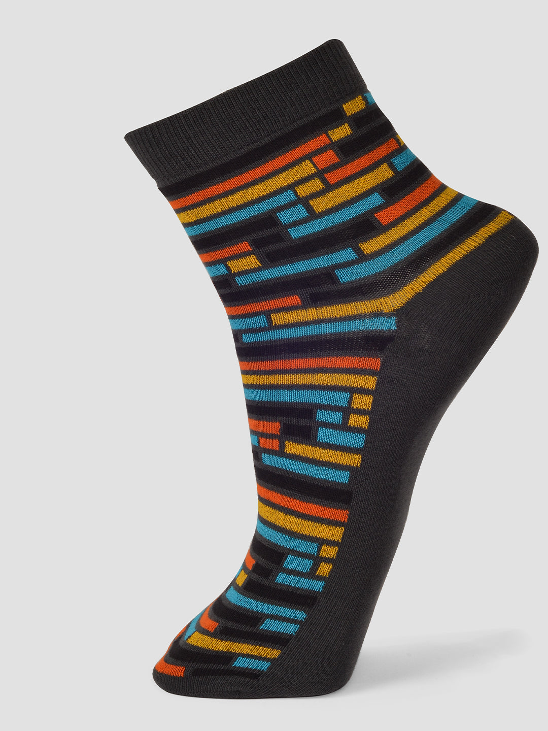 PACK OF 5 STRIPERS ON HALF DESIGN ANKLE LENGTH CUT ASSORTED COTTON SOCKS 07