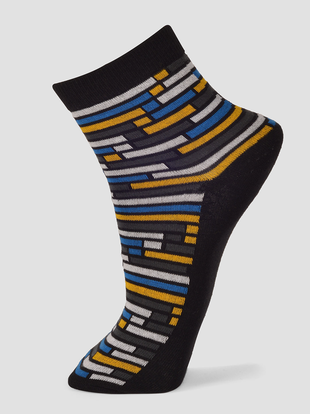 PACK OF 5 STRIPERS ON HALF DESIGN ANKLE LENGTH CUT ASSORTED COTTON SOCKS 07