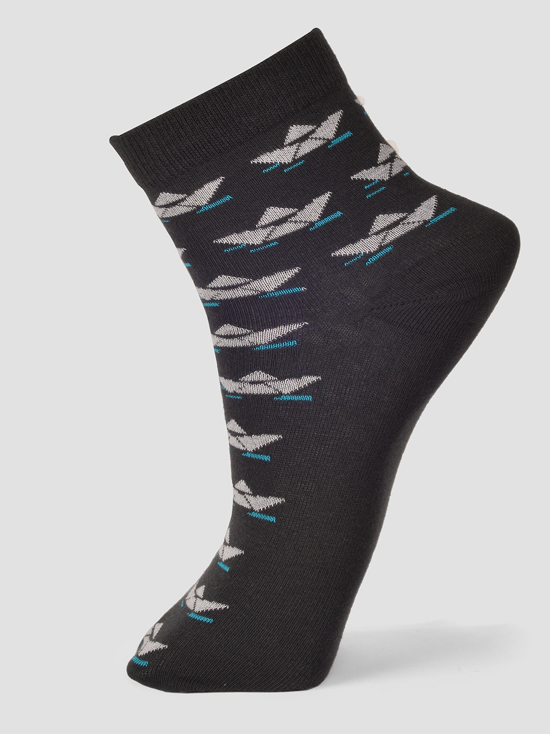 PACK OF 5 AOP DESIGN ON HALF DESIGN ANKLE LENGTH CUT ASSORTED COTTON SOCKS 12