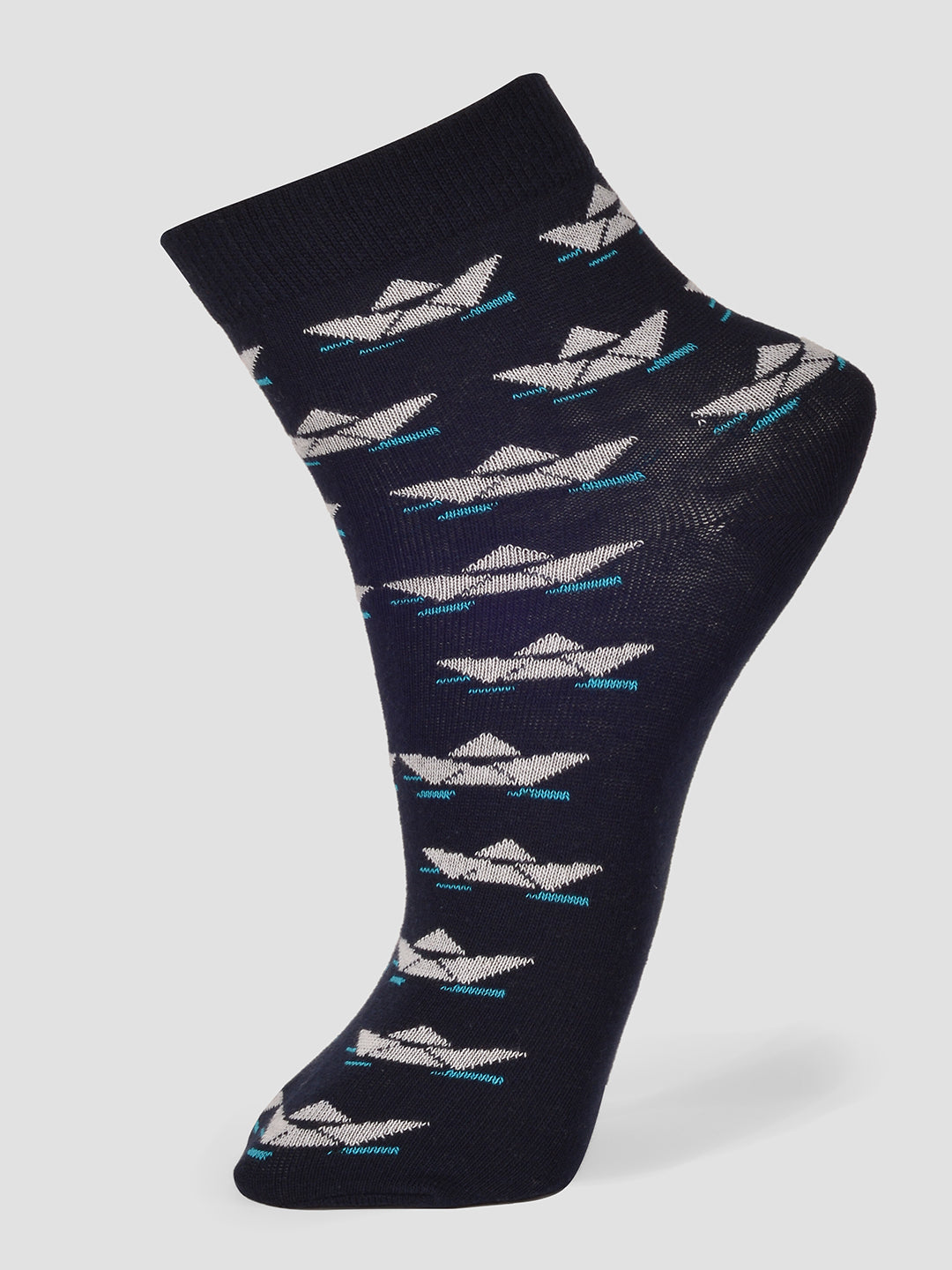 PACK OF 5 AOP DESIGN ON HALF DESIGN ANKLE LENGTH CUT ASSORTED COTTON SOCKS 12