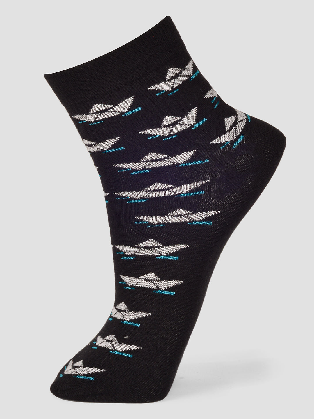 PACK OF 5 AOP DESIGN ON HALF DESIGN ANKLE LENGTH CUT ASSORTED COTTON SOCKS 12