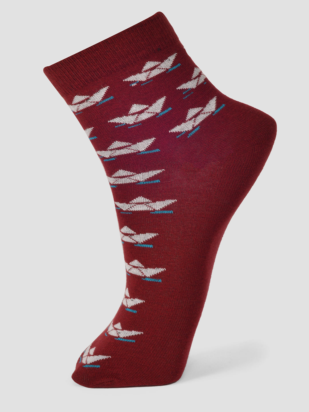 PACK OF 5 AOP DESIGN ON HALF DESIGN ANKLE LENGTH CUT ASSORTED COTTON SOCKS 12