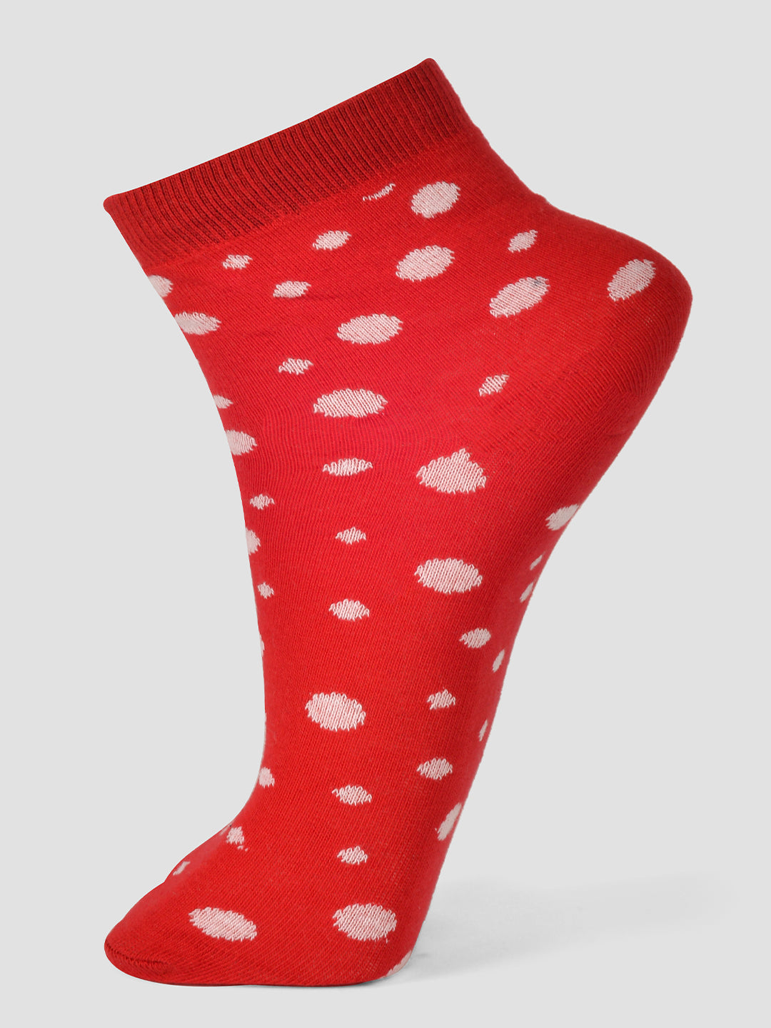 PACK OF 5 POLKA ALL OVER DESIGN ANKLE LENGTH CUT ASSORTED COTTON SOCKS 03