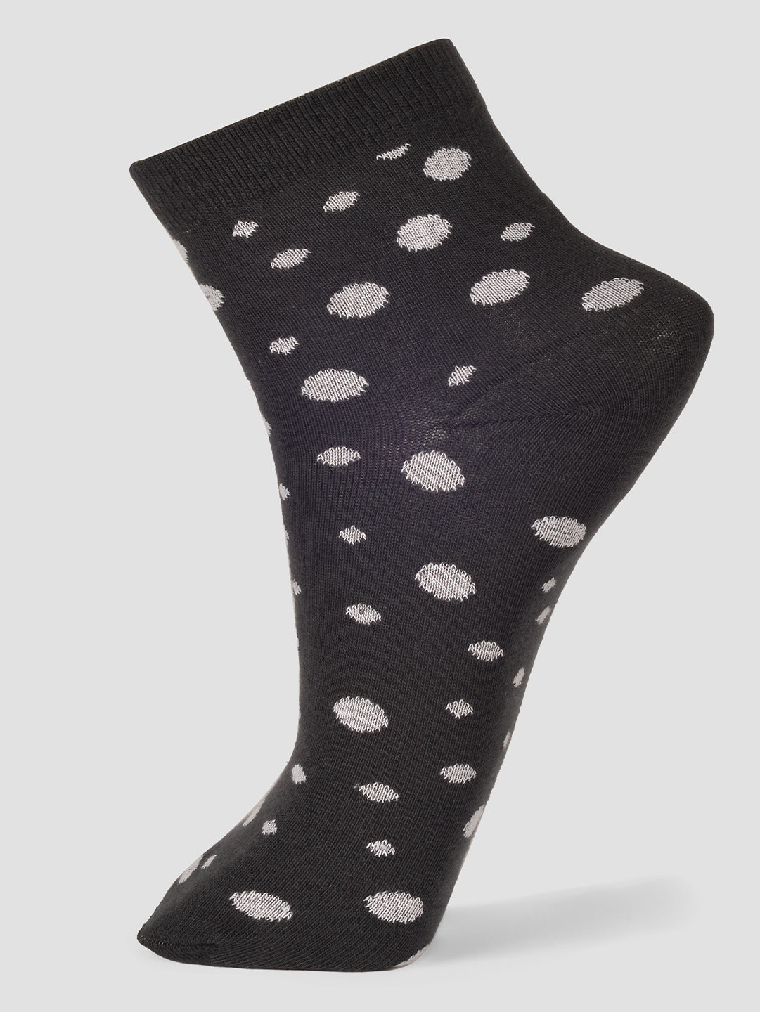 PACK OF 5 POLKA ALL OVER DESIGN ANKLE LENGTH CUT ASSORTED COTTON SOCKS 03