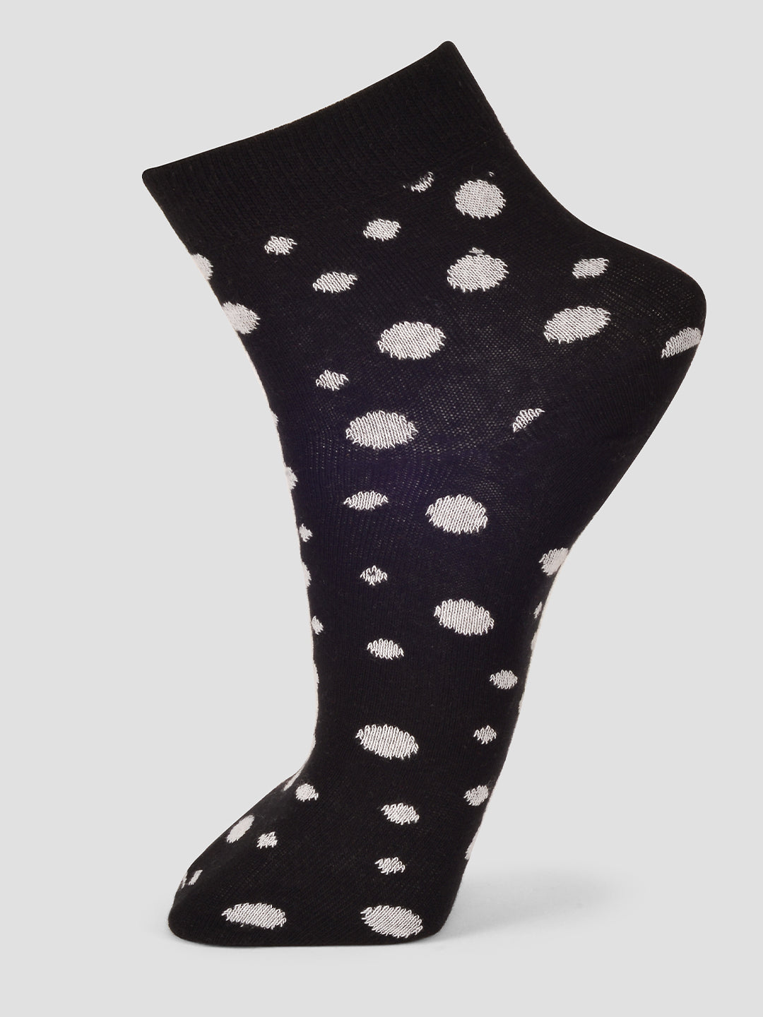PACK OF 5 POLKA ALL OVER DESIGN ANKLE LENGTH CUT ASSORTED COTTON SOCKS 03