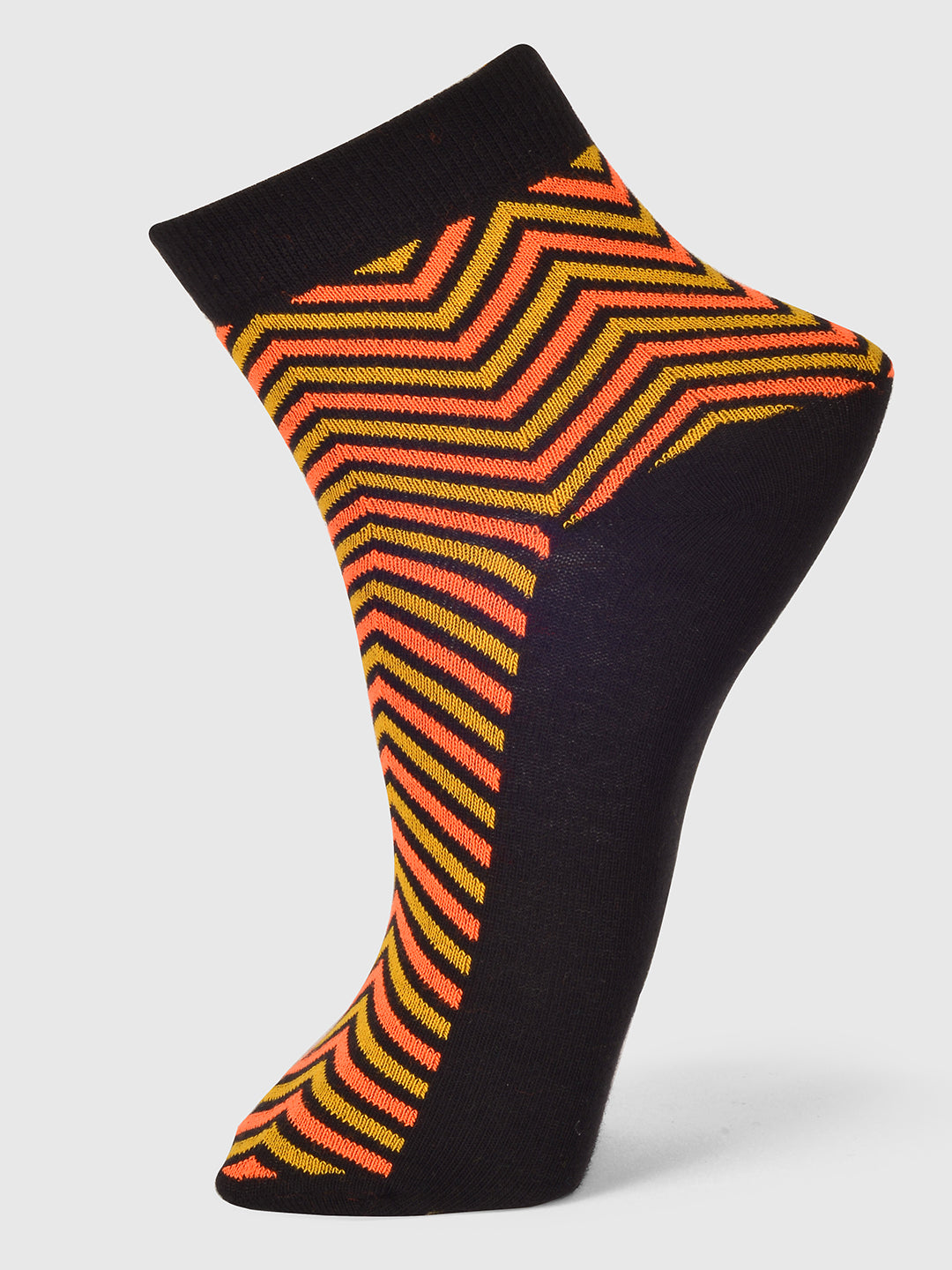 PACK OF 5 STRIPERS ON HALF DESIGN ANKLE LENGTH CUT ASSORTED COTTON SOCKS 06