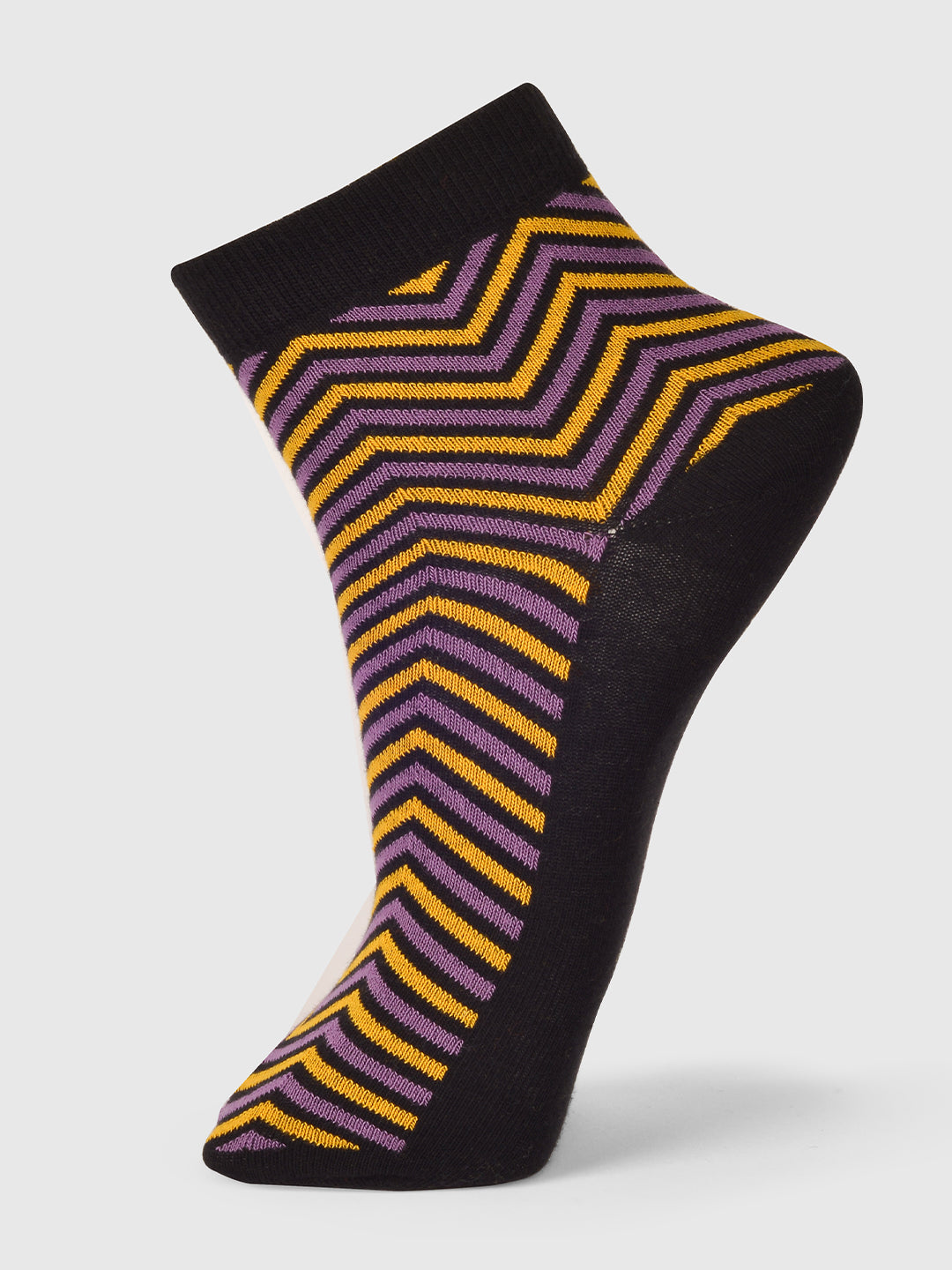 PACK OF 5 STRIPERS ON HALF DESIGN ANKLE LENGTH CUT ASSORTED COTTON SOCKS 06