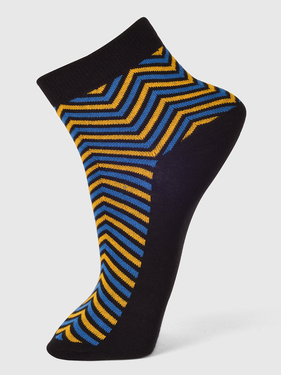 PACK OF 5 STRIPERS ON HALF DESIGN ANKLE LENGTH CUT ASSORTED COTTON SOCKS 06