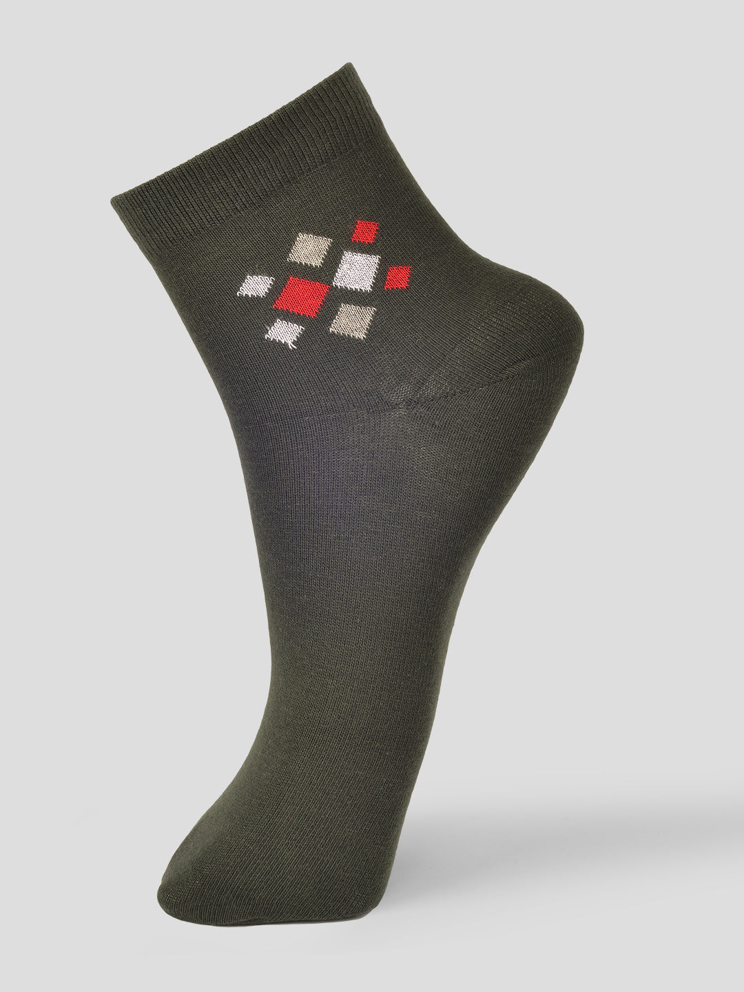 PACK OF 5 FORMAL -SMALL MOTIF - 001 ANKLE CUT ASSORTED COTTON SOCKS