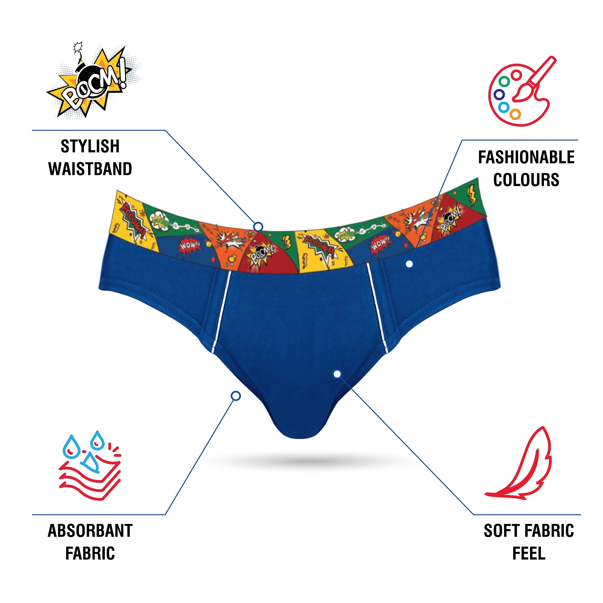 BR001 Kid's Solid Cotton Briefs - Assorted Colours