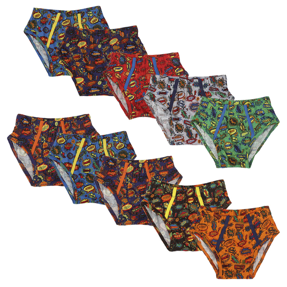 BR002 Kid's Printed Cotton Briefs - Assorted Colours