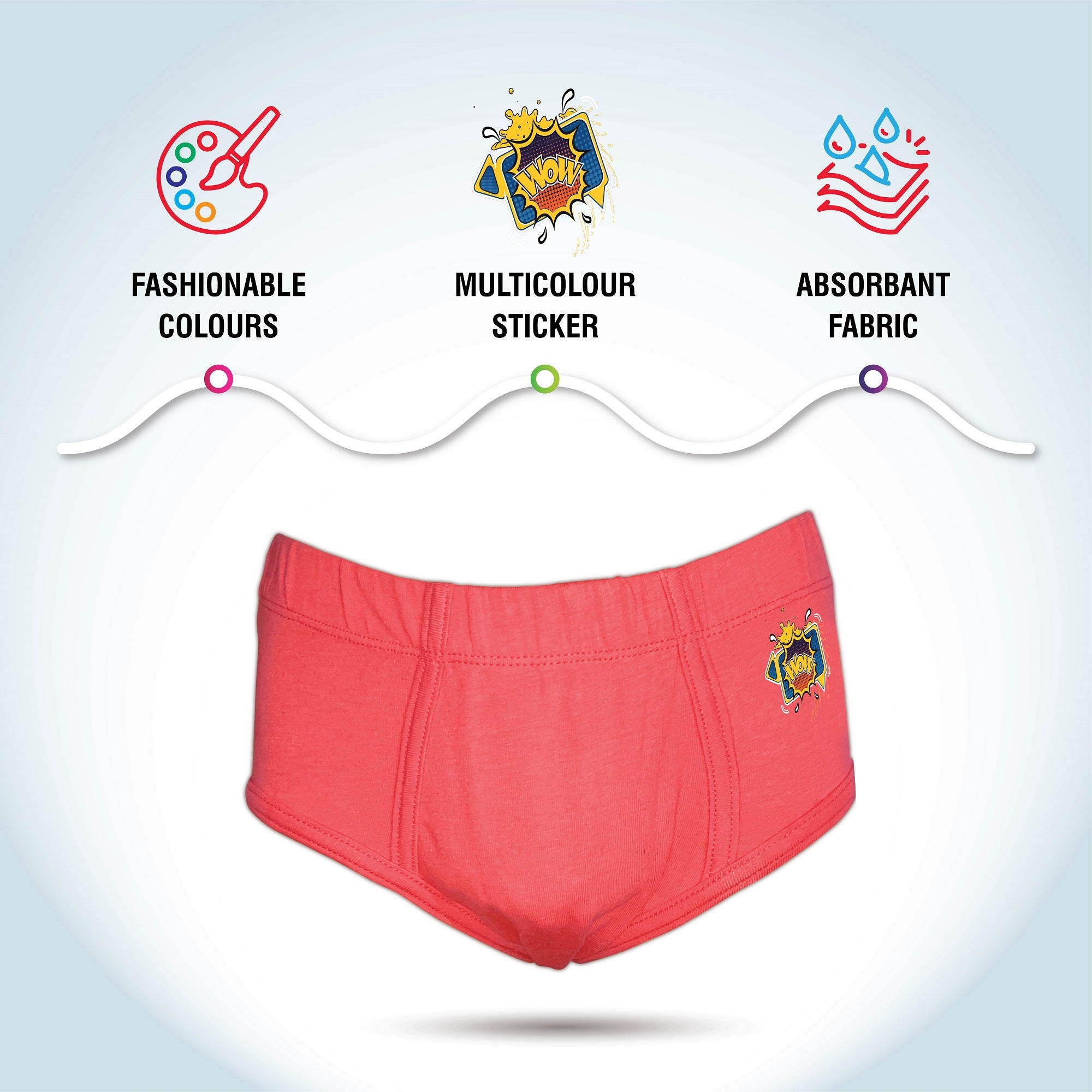 BR003 Kid's Colourful Cotton Briefs - Assorted Colours