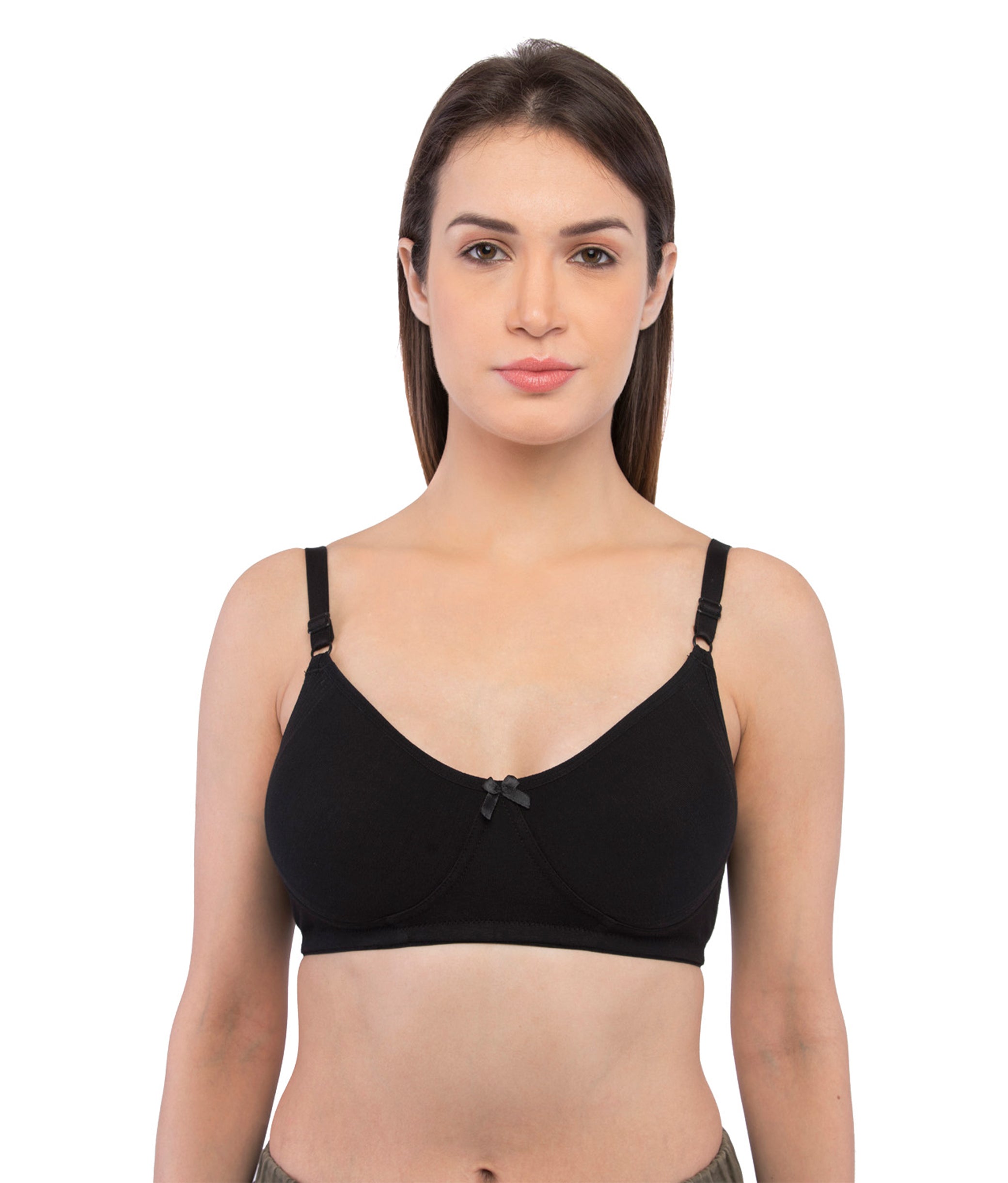 Allure Black Essential Non-Padded Full Coverage Cotton Bra for Women