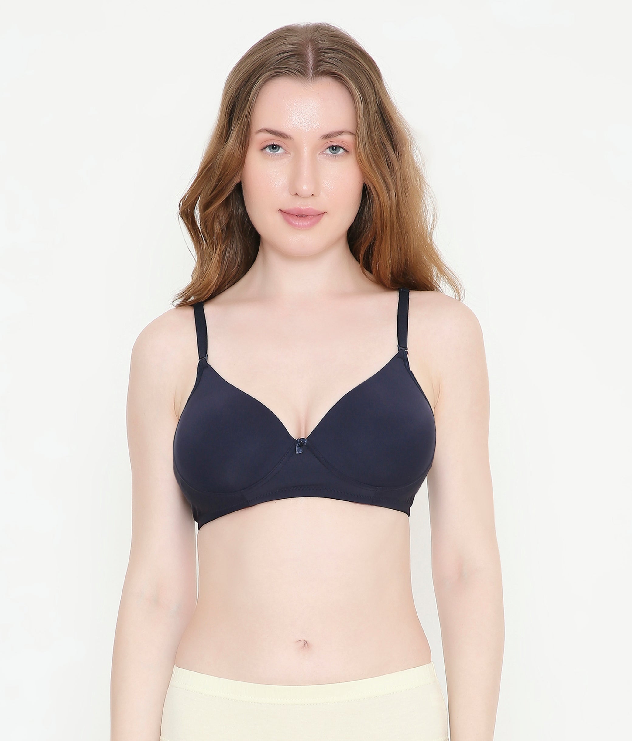 Silky Soft Second Skin T-Shirt Bra | Padded | Full Coverage bra for Women - Navy Blue