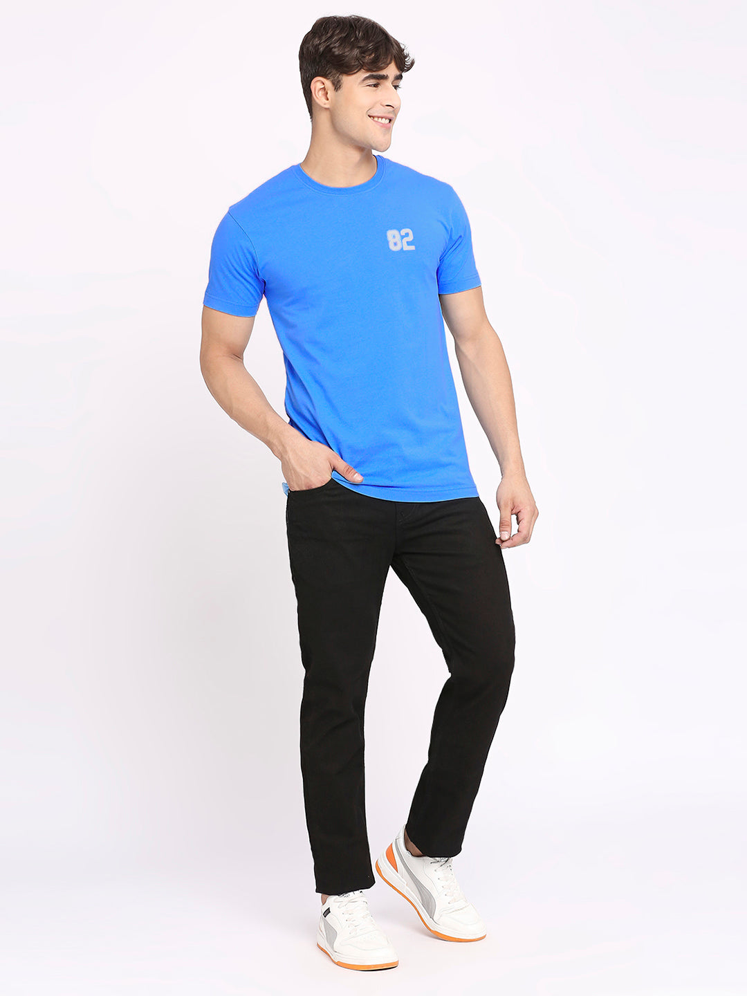 Mens Light Blue Round Neck T-Shirt