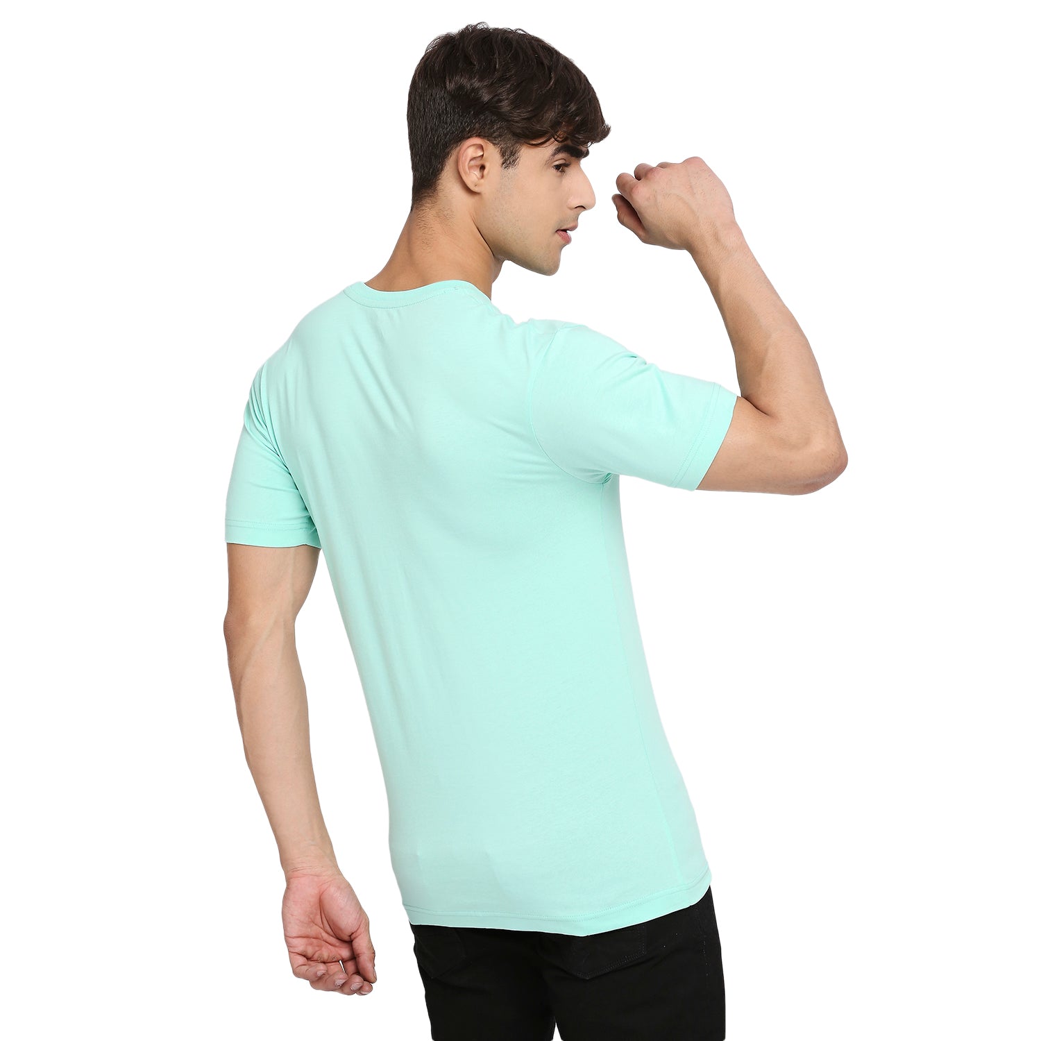 Mint Blue Pure Cotton Round Neck T-Shirt for Men