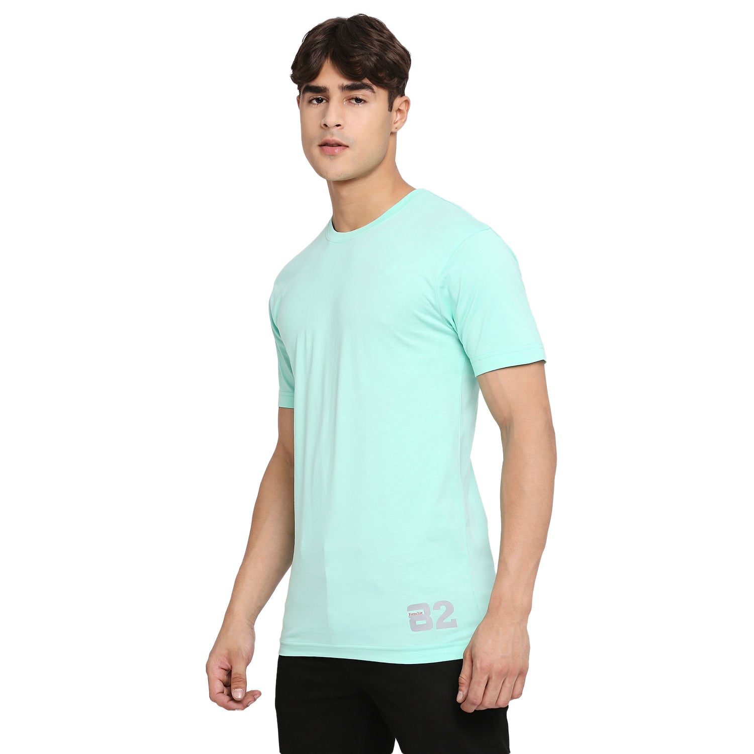 Mint Blue Pure Cotton Round Neck T-Shirt for Men
